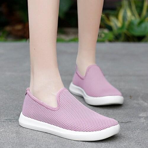 2020 Summer Shoes Woman Breathable Air Mesh Flat Soft Women Shoes on Womens Loafers Ladies Shoe Casual Solid Slip-On Loafers