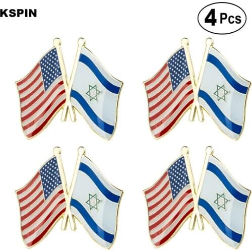 U.S.A & Israel Friendship Flag Pin Lapel Pin Badge Brooch Icons 4pcs