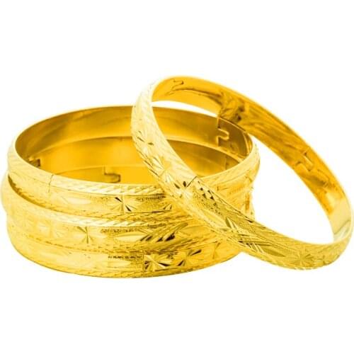 10MM/64MM African Bangles & Bracelets Ethiopian Jewelry Dubai Gold Jewelry Bangles Gold Color Bangles for Women Gifts