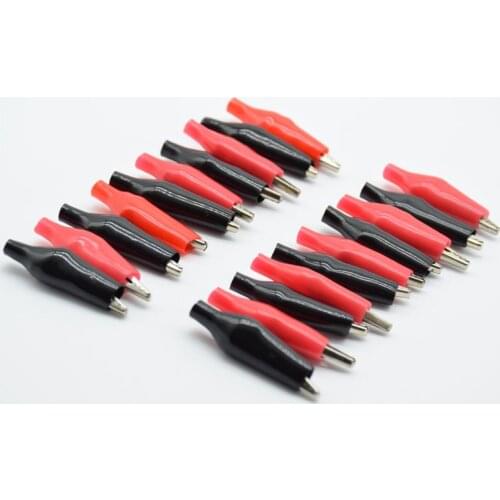 20Pcs 35mm black red soft plastic coating test probe, alligator clip, crocodile test clip