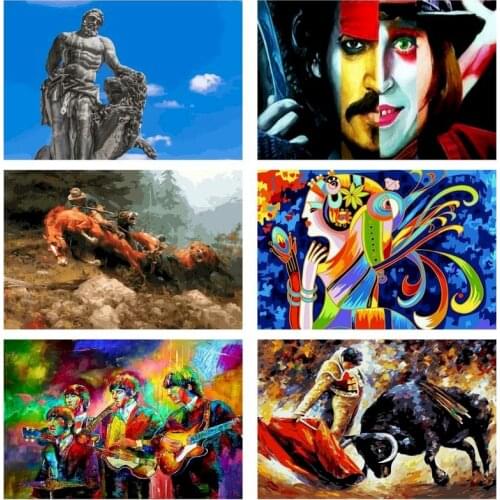 40x50cm Frame Diy Oil Paint By Numbers Kit Abstract Characters Hand Painted Sale Adults Picture Drawing Canvas Home Decor Gift