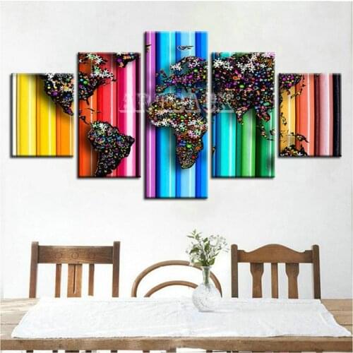 5d diy diamond painting coffee world map five spell combination painting full square / round drill 3D diamond embroidery