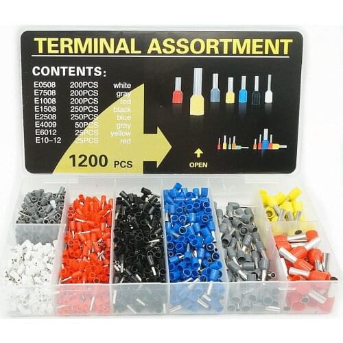 800/1200/1900Pcs Cable Wire Connector Electrical Tube Terminals Multiple Box Style Pre-Insulated Crimping Sleeve Terminal Kitt