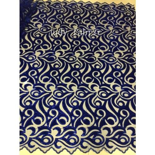 Free shipping 5yards/bag XC140# Dark blue sequins laser embroidery fashion fabric used for wedding dress stage party sawing