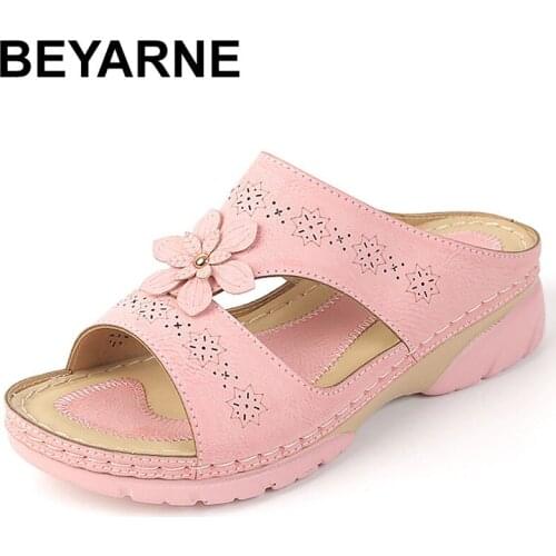 BEYARNE Women Sandals Flat Open Toe Shoes Women Casual Platform Ladies Vintage Office Party Sandals Dropshipping Zapatos De Muje