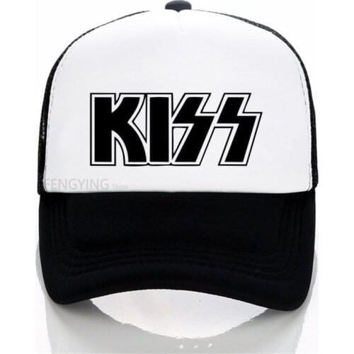 Hot Kiss Band Caps Men Women Rock Caps Cool Summer Baseball Caps Hot Rock Music Black Mesh Net Hat