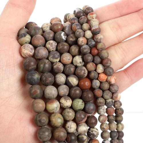 Natural Stone Beads Frosted Flower Agate Round Loose Beads for Jewelry Making Needlework Bracelet DIY 4-12 MM