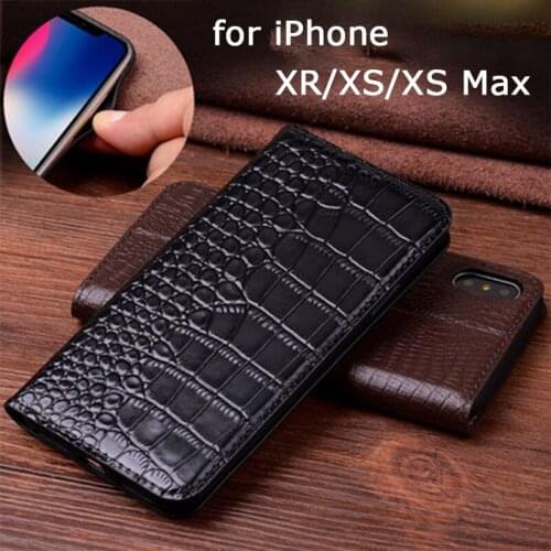 Case for iPhone XR New Flip Genuine Leather Phone Cases for Fundas iPhone XS/XS Max Tempered Glass Screen Protector for iPhone 9