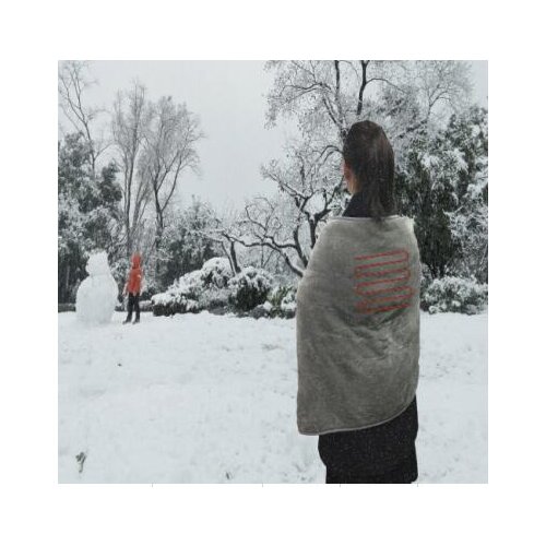 Home + car USB Electric heater Fleece w Portable pocket for power bank shoulder heating body warm or seat heated Blanket cushion