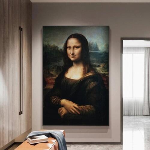 Famous Painting Mona Lisa Oil Painting Wall Art Prints Posters Pictures Wall Art Canvas Painting Living Room Home Decorative Art