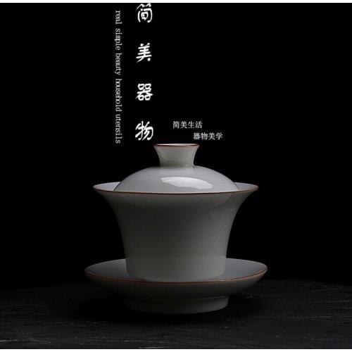 Ceramic gaiwan tea cup handmade tureen chinese kung fu tea set drinkware
