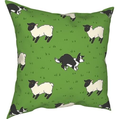 Border Collie Dog And Black Sheep Pillow Case Home Decorative Cushions Throw Pillow for Living Room Double-sided Printing