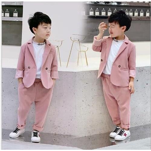 Summer Kid Boy 2 pcs set Gentleman Clothes jacket pants clothing sets formal wedding flowers clothing Suit Blazers suits Outfits