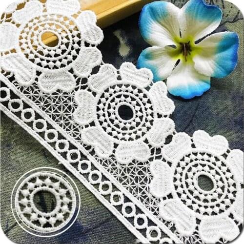 GXINUG 1 yard 6.5cm Water Soluble Milk Silk Round Flower Lace Trim Ribbon Dress Applique Embroidered DIY Sewing Craft