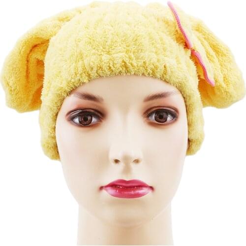HOT Microfiber Solid Quickly Dry Hair Hat Hair Turban Women Girls Ladies Cap Bathing Drying Towel Head Wrap Hat Cat Ears Pattern