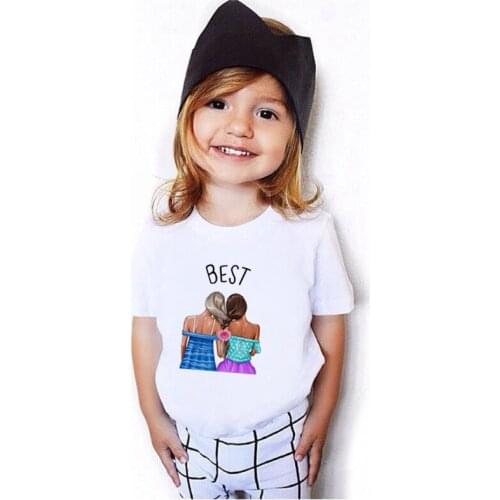 BEST FRIENDS White Print Summer Kids Tshirt Baby Boys and Girls Tops Clothes Harajuku Best Friends Clothing Funny Kid T-shirt