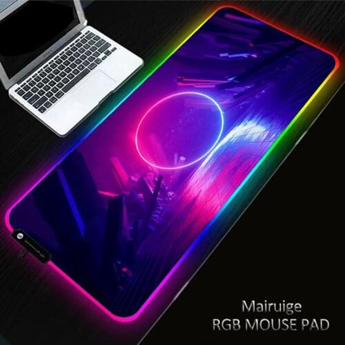 Mairuige Blue-purple Technology Glowing Large RGB Non-slip LED Mouse Pad Gaming Accessories Laptop PC XXL Keyboard Desk Mat