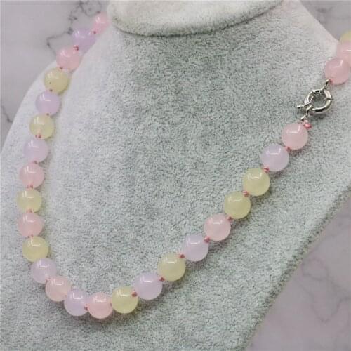 Lovely Pink Fashion Natural Jades Stone 8/10/12mm Round Beads Womens Jewelry Necklace Accessories Gift Chain 18inch Y748