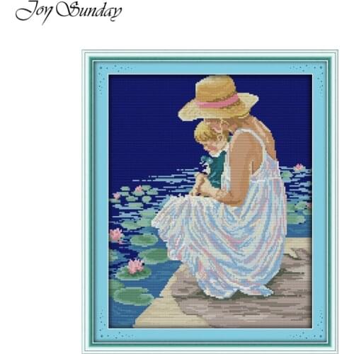 Joy Sunday Counted Cross Stitch Kit Embroidery Set DMC 11 14CT Woman and Baby Printed Water Soluble Canvas Home Decor Needlework