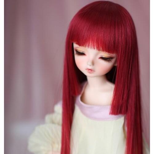 New Style 1/3 1/4 1/6 1/8 Wine Red Straight Style Hair High Temperature Wire BJD Wig