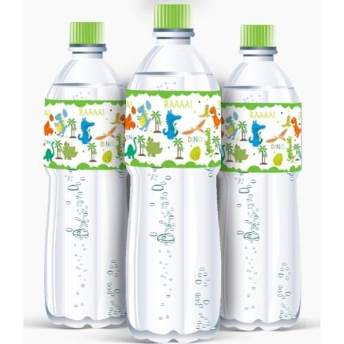 Omilut 12pcs Cartoon Dinosaur Bottle Lables Stickers Cute Dinosaur Birthday Party Decoration For Kids Baby Shower Supplies