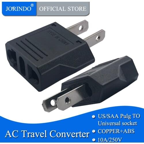 JORINDO Copper portable dual-purpose rotation universal travel convertion plug 10A 250V US AU small plug adapter power converter