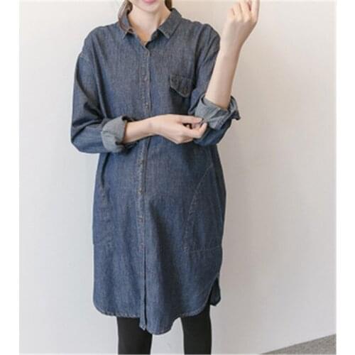 Maternity Shirt Casual Loose Denim Jacket For Pregnant Women Long Sleeves Shirts 2019 New Arrival Large Size Maternity Clothing