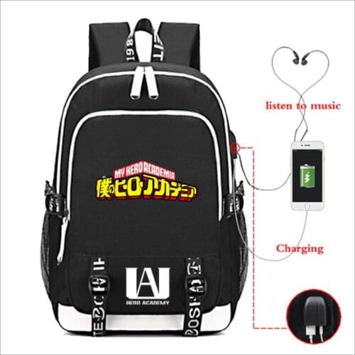 Boku No My Hero Academia Backpack Laptop USB Charging School Bag Satchel Laptop Rucksack Knapsack Teenager Casual Travel Gift