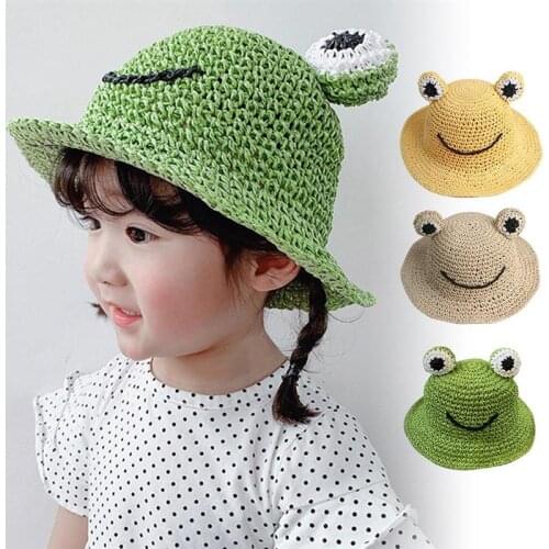 Straw Bucket Hat green Frog Hat Cute Cartoon Toy Hat Kawaii Funny Hat Birthday Gift Cosplay Caps Toy Hallowen Party Props Cap