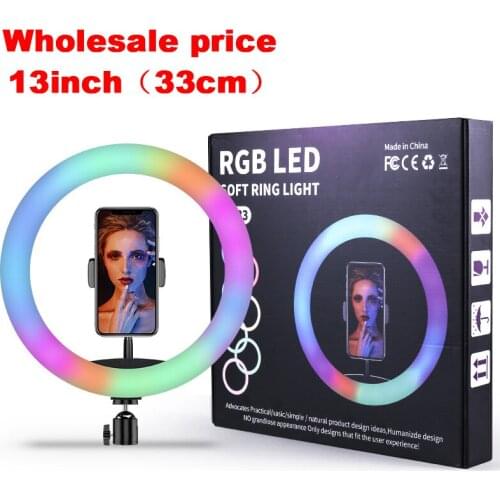 LED Ring Light 13inch 33cm RGB Colorful Photography LED , for TikTok Vlogging Video YouTube Live