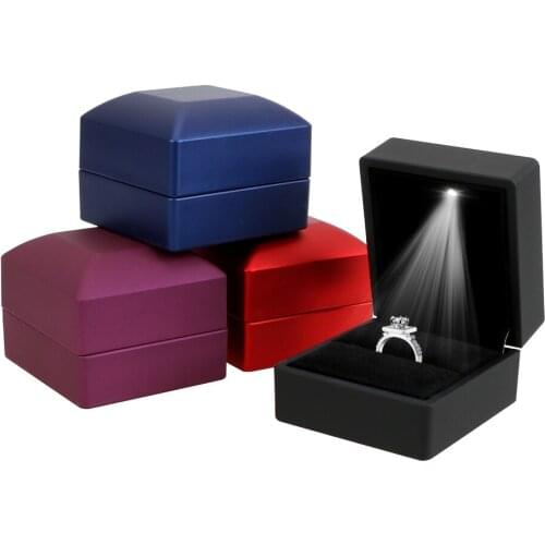 Creative LED Lighting Jewelry Display Case Earrings Ring Box For Wedding Engagement