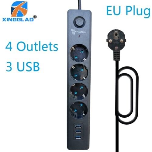 Eu Russian Plug 3 Electric Extension Socket 3 USB Port Switch 1.8/3M Copper Cable Power Strip Overload Protection Network Filter