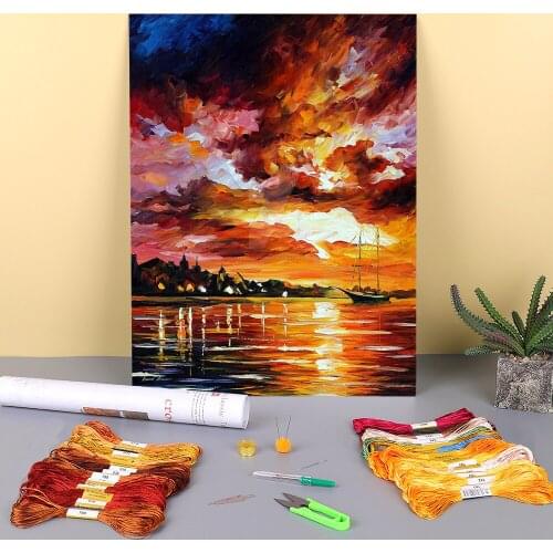 Evening Wind Pre-Printed 11CT Cross-Stitch Kit Embroidery DMC Threads Handicraft Sewing Painting Craft Room Decor Stamped