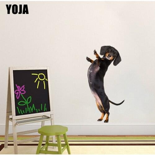 YOJA 23.5×46.5CM Naughty Dachshund Animal Decor Wall Sticker Waterproof Home Room Decal 8WS0264