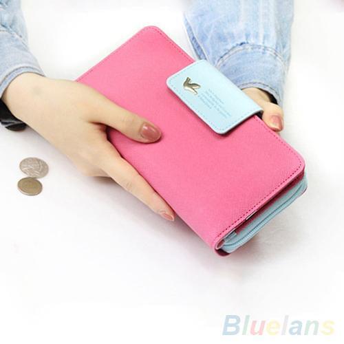 Womens Zipper Faux Leather Card Phone Holder Clutch Wallet Long Purse Handbag Wallets Women Long Zipper Coin Purses Card Holder