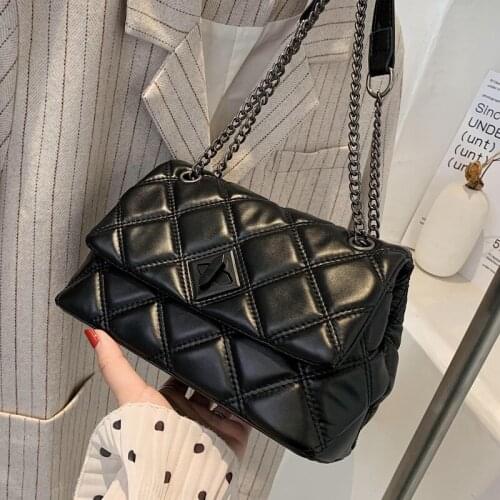 Women Quilted Shoulder Small Flap Handbag Girl Bolsas PU Leather Crossbody Messenger Bag Female