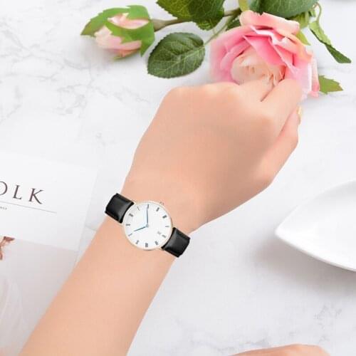 Womens Watches Calendar Round Dial Classic Brief Style Watch Leather Unisex Casual Men Quartz Watch Relogio Masculino Saat