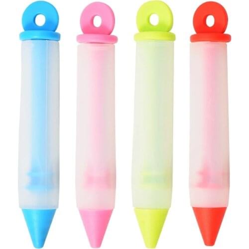 1Pcs Pastry Cream Chocolate Decorating Syringe Silicone Plate Paint Pen Cake Cookie Ice Cream Decorating Pens
