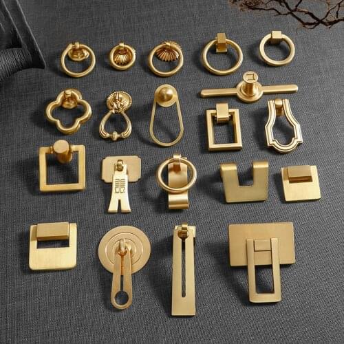 1Pcs Gold Vintage Style Brass Pull Handles for Retro Cabinet Closet Drawer Door Jewelry Box Pack ,New Chinese Auspicious Pattern