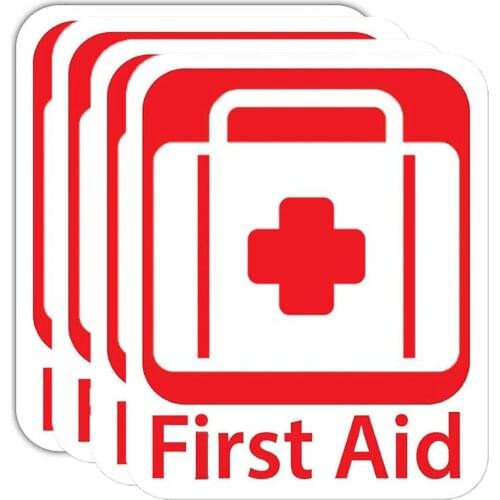 10 Pcs First Aid Kit Sign Stickers Safety Sign Labels Clearly Visible For Indoor And Outdoor Use Home Schools & Business 4"x 5"