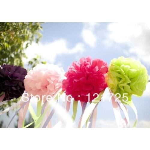 100pcs/lot wholesale 4"(10cm) Tissue Paper Pom Poms artificial flower ball Wedding Party Decor Craft festival decoration