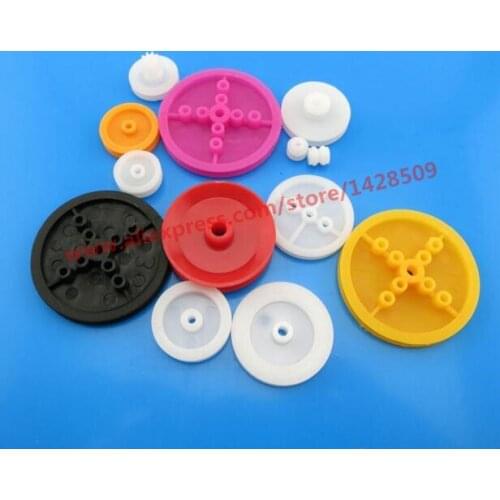 13 pcs/lot different type Concave wheel DIY Parts Model of the wheel Plastic mini Belt Wheel Sets for Model Fitting