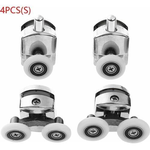 2 Single Wheel and 2 Double Wheel Sliding Rollers Zinc Alloy Shower Door Casters Glass Doors Windows Runners Wheels Hardware Kit