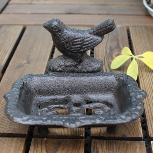2 Cast Iron Bird Soap Box Soap Holder Dish Rustic Painting Design Kitchen Toilet Decor Metal Art for Home Office Shop Store
