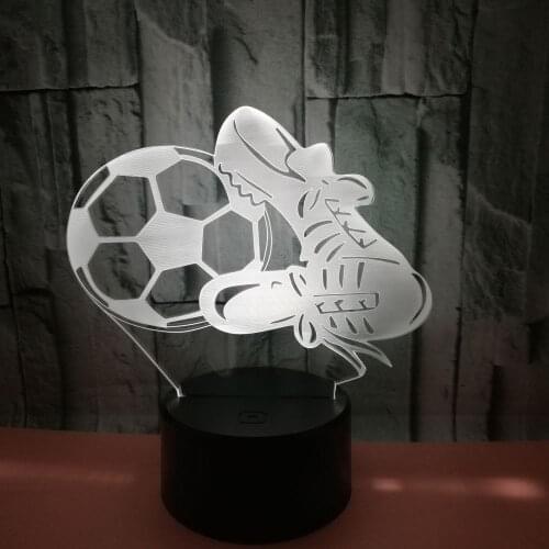 Football and Shoes 3D Lamp 7 Color Chanign USB LED Night Ligh Toy Home Bedroom Beside Decor Table Lamp Sports Boy New Year Gift