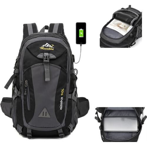 40L Waterproof Hiking Sports Backpack USB Outdoor Climbing Bag Unisex Camping Trekking Travel Backpacks Rucksack For Men Women