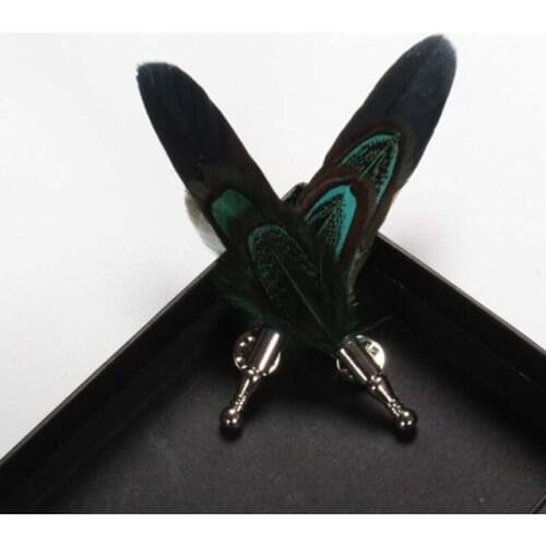 5Pcs/Lot Feather Corsage Groom groomsman Wedding party Best Man suit peacock Feather Boutonniere For Guy pin Wedding Flowers