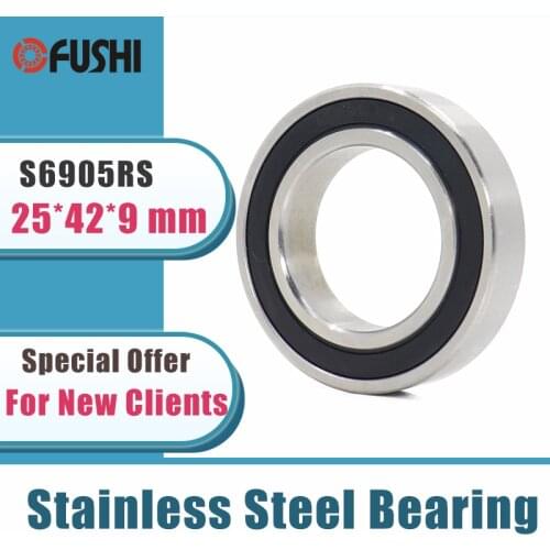 5PCS S6905RS Bearing 25*42*9 mm ABEC-3 440C Stainless Steel S 6905RS Ball Bearings 6905 Stainless Steel Ball Bearing