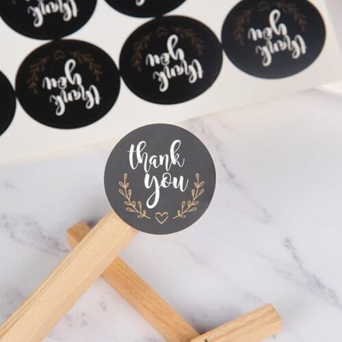 Free shipping 2021 hot sale 1200pcs Black thank you Love Stickers Baking Diy Gift Stickers Happy New Years