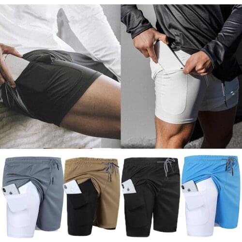 New Mens Swim Pants Sports Training Bodybuilding Summer Gym Shorts Workout Fitness Short Pants Print Pocket Summer 2020